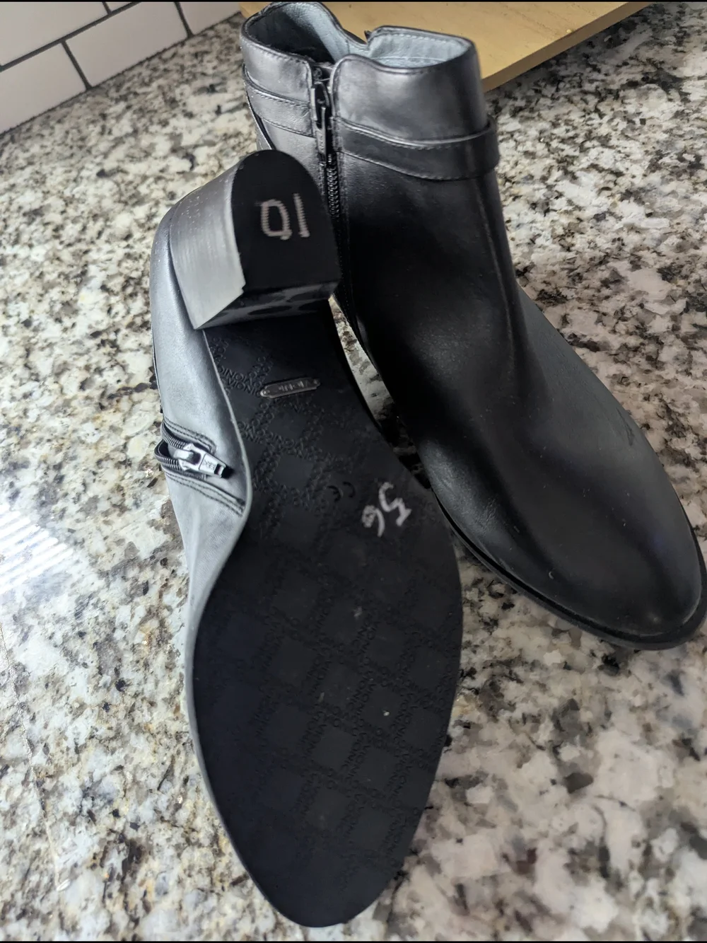 Vionic Black Leather Ankle Booties with Side Buckle